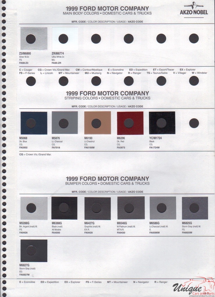 1999 Ford Paint Charts Akzo-Nobel 3